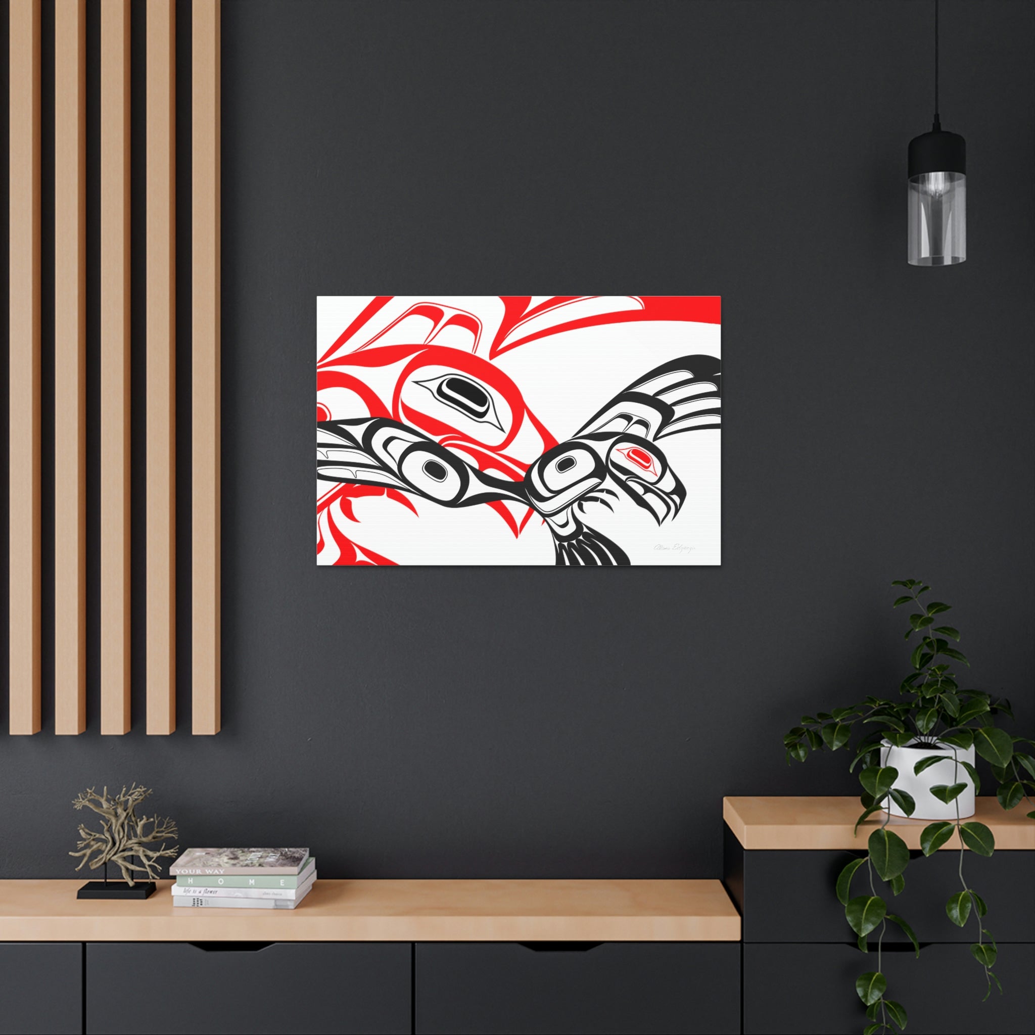Red and Black Eagle Striking on Canvas 2023