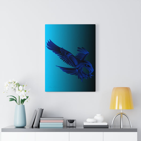 Eagle Hunting on Blue Canvas Gallery Wraps