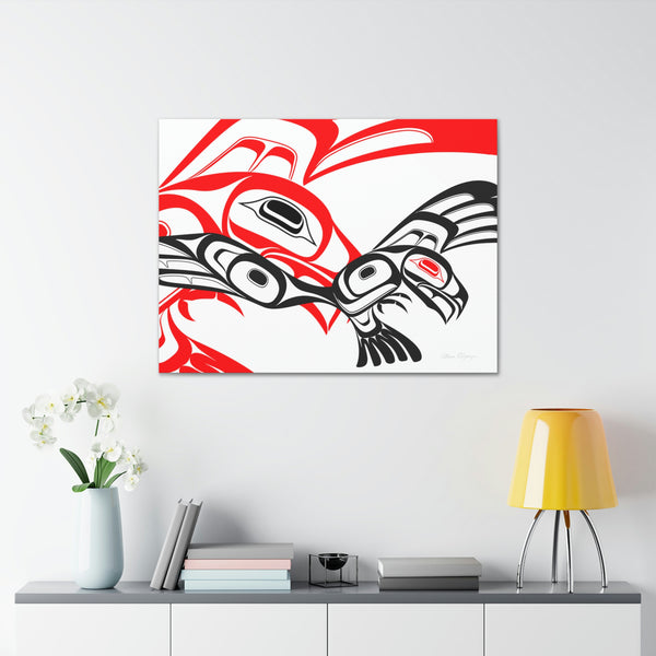 Red and Black Eagle Striking on Canvas 2023