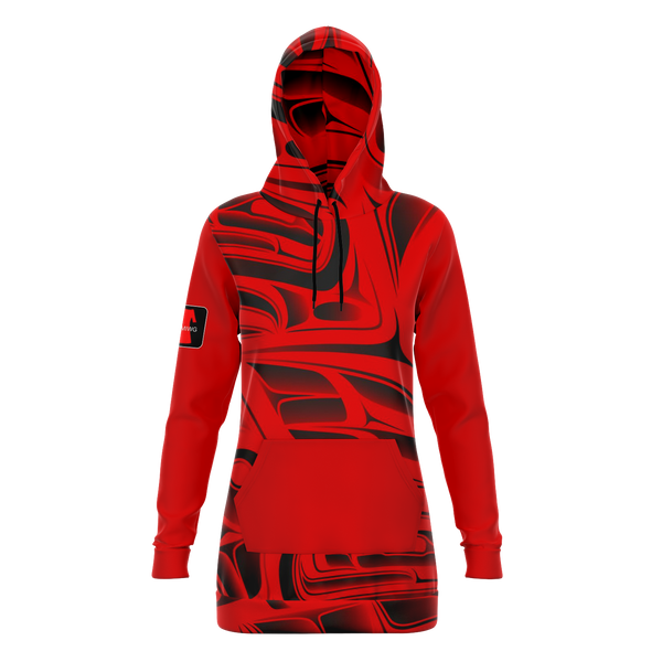 Red Formline cotton poly Hoodie dress