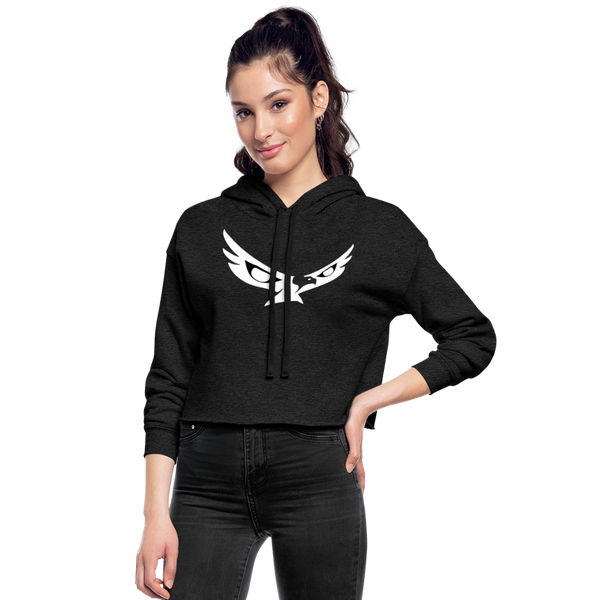 Women's Cropped Eagle Hoodie - deep heather