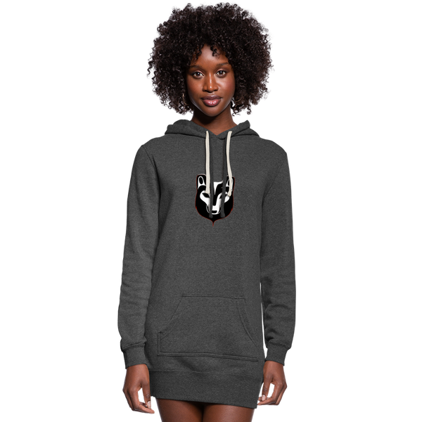 Women's Wolf Hoodie Dress - heather black